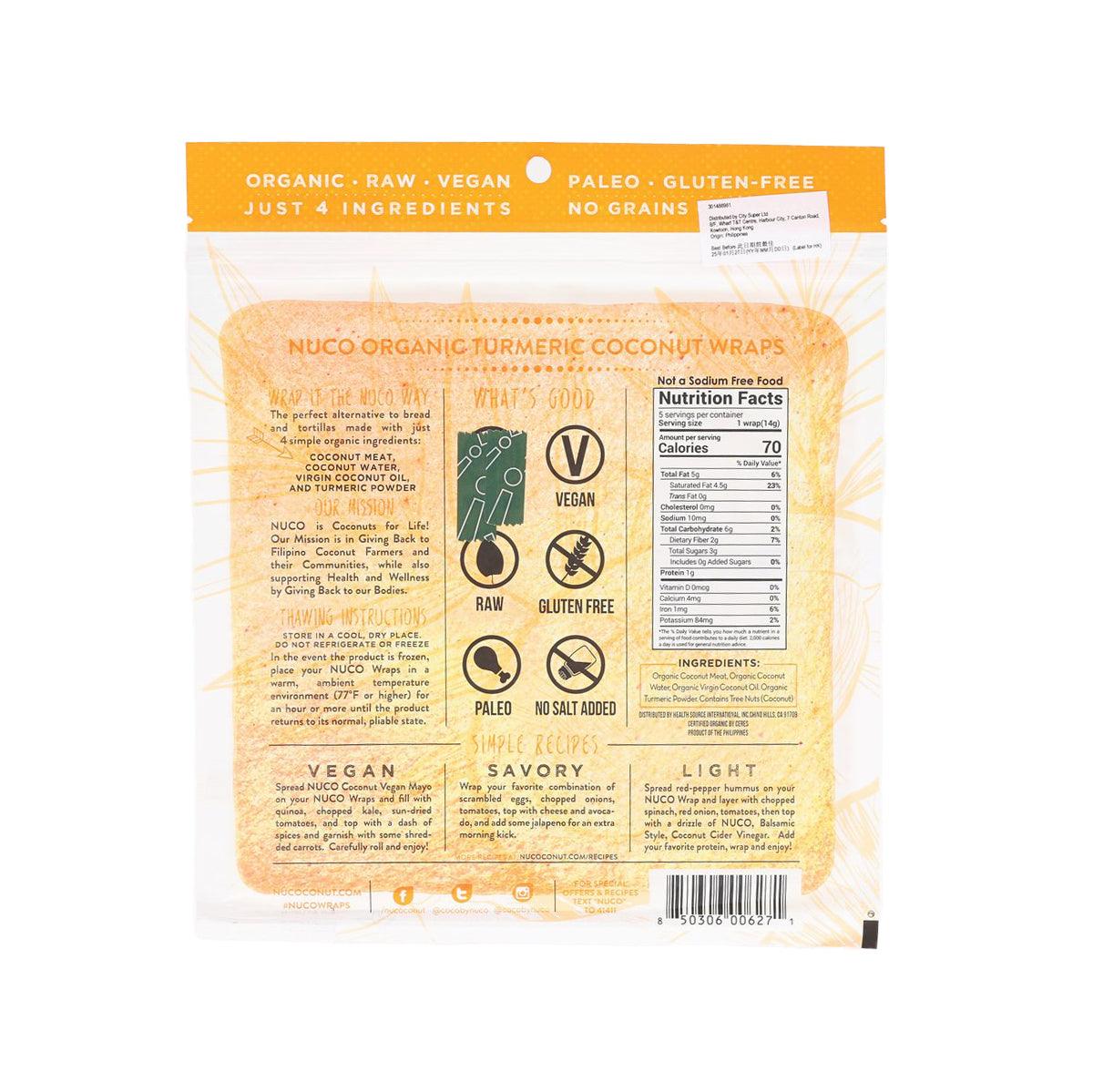 NUCO Organic Coconut Wraps - Turmeric  (70g)