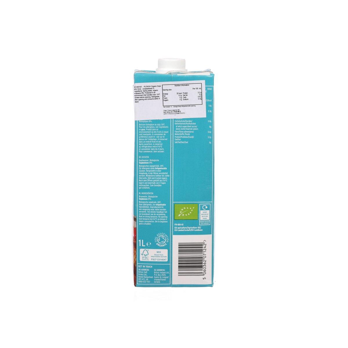 PLENISH Organic Soya Milk Drink - No Added Sugar  (1L)