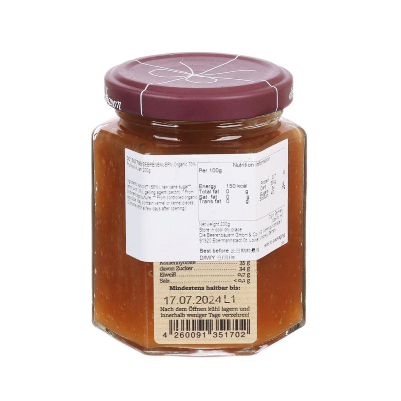 BEERENBAUERN Organic 70% Fruit Apricot Jam  (200g)