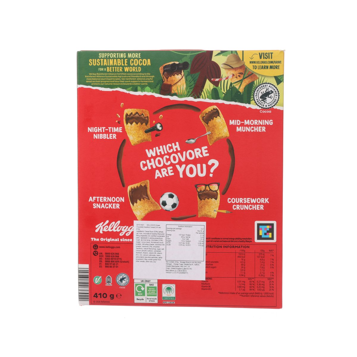 KELLOGG'S Krave Chocolate Hazelnut Cereal (UK ver)  (410g)