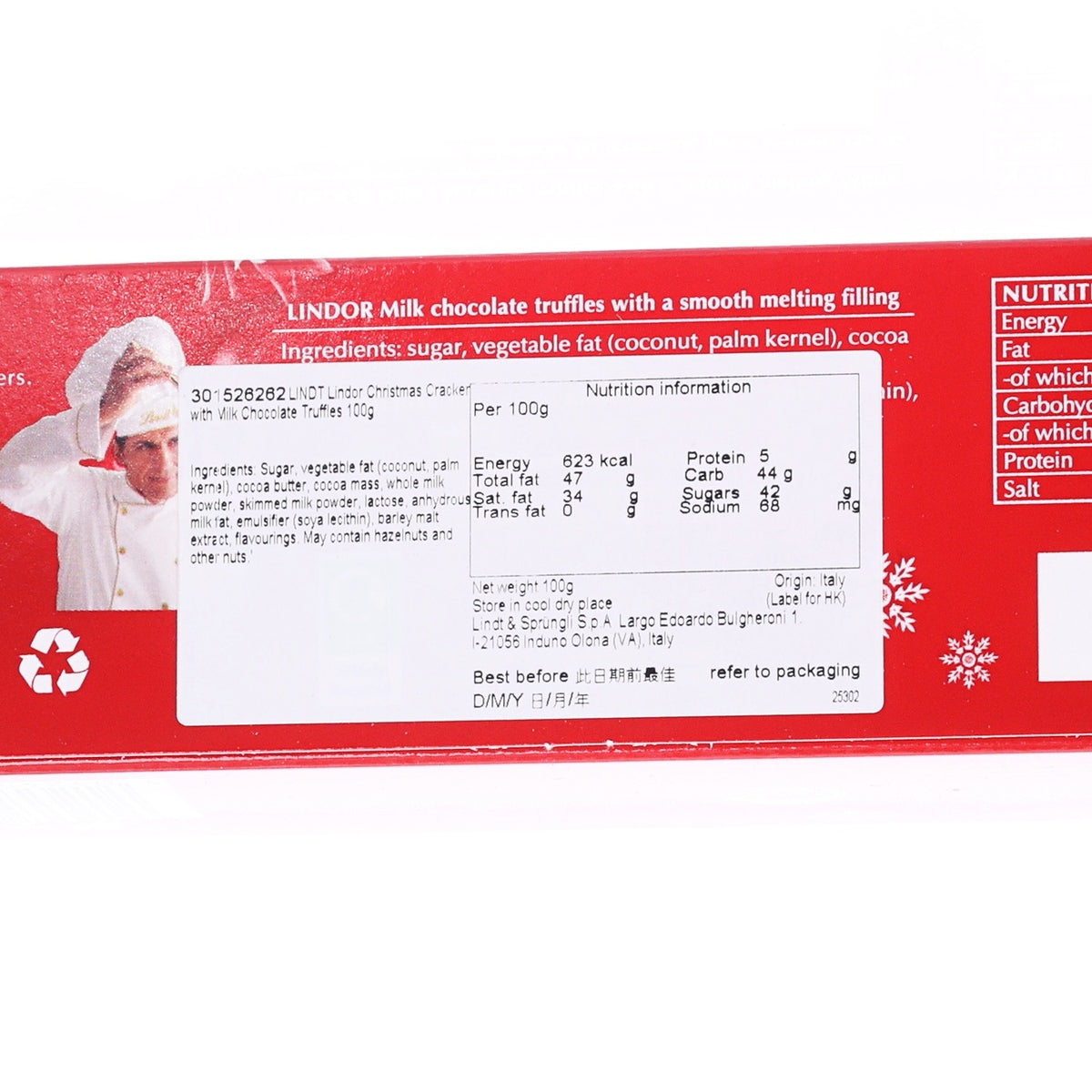 LINDT Lindor Christmas Cracker with Milk Chocolate Truffles  (100g)