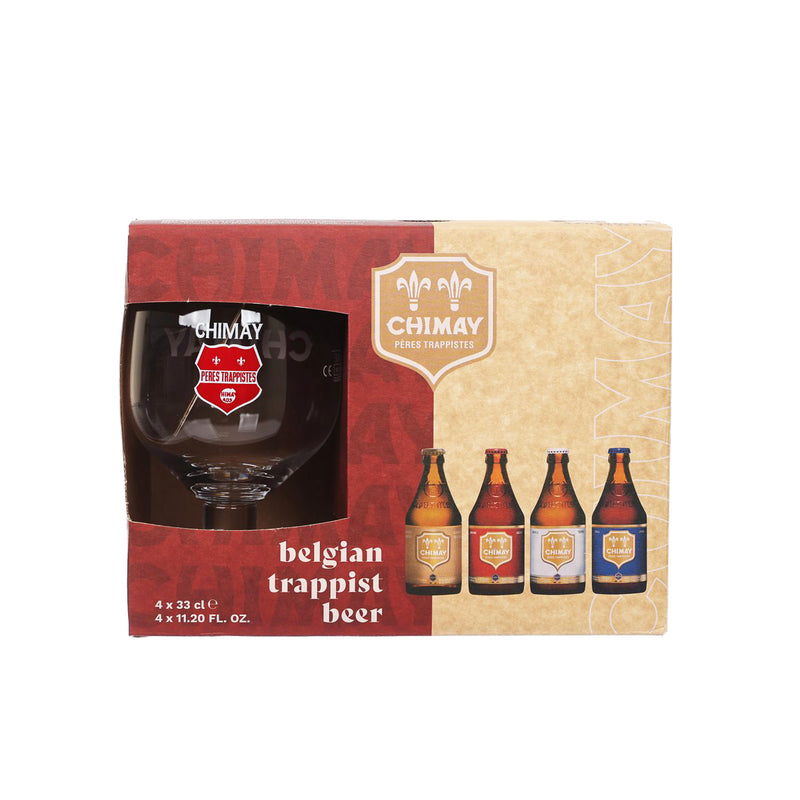 CHIMAY Trappist Beer Gift Pack with Glass (Alc 4.8%, 7%, 8%, 9%)  (4 x 330mL)