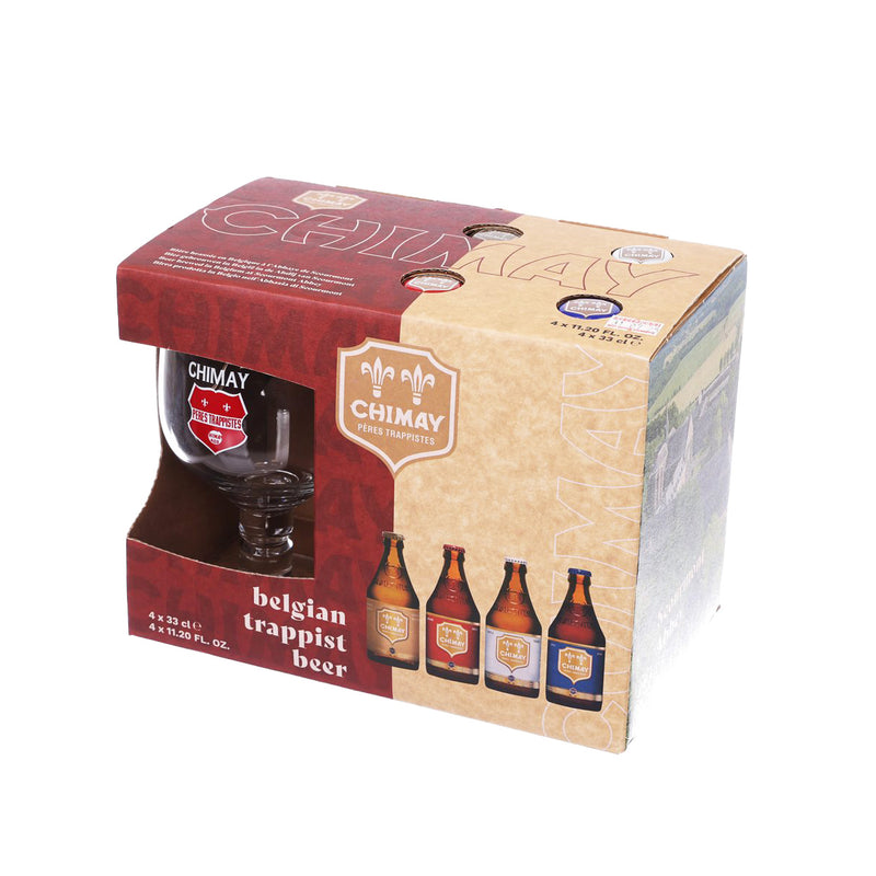 CHIMAY Trappist Beer Gift Pack with Glass (Alc 4.8%, 7%, 8%, 9%)  (4 x 330mL)