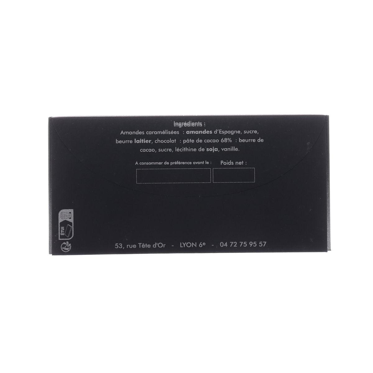 FLORENT THEVENON Gourmet Chocolate Bar - 68% Caramelized Spanish Almonds  (100g)