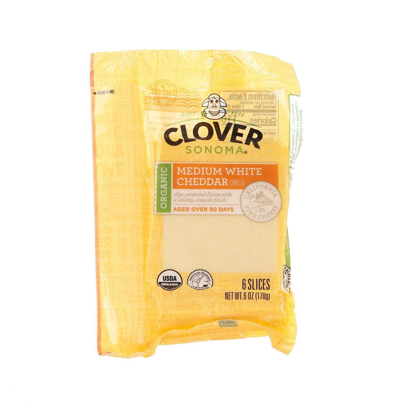 CLOVER Organic Medium White Cheddar Sliced Cheese  (170g)