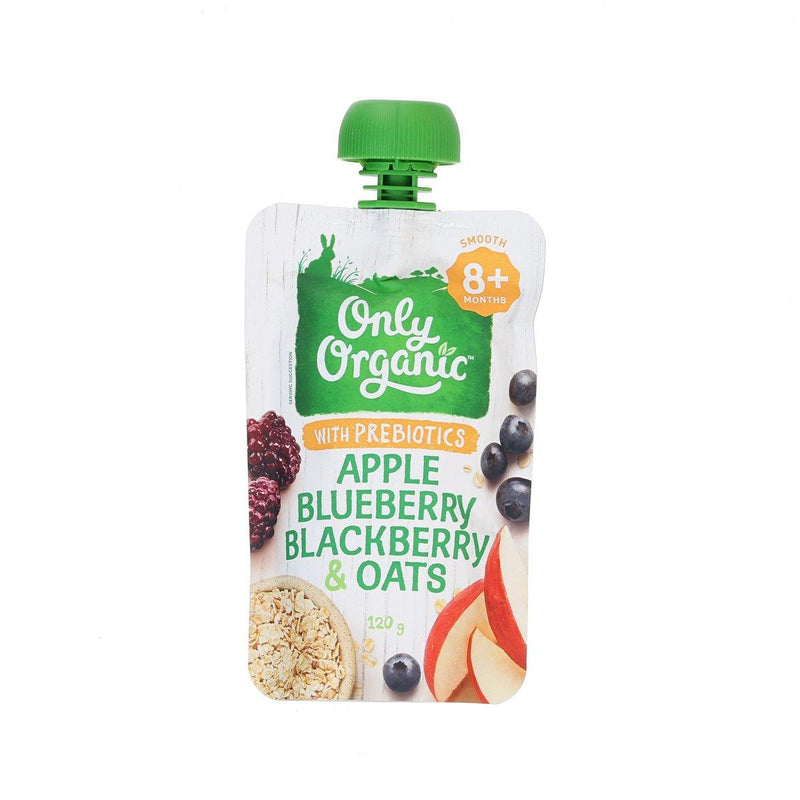 ONLY ORGANIC Apple Blueberry Blackberry & Oats Puree Drink (with Prebiotics)  (120g)