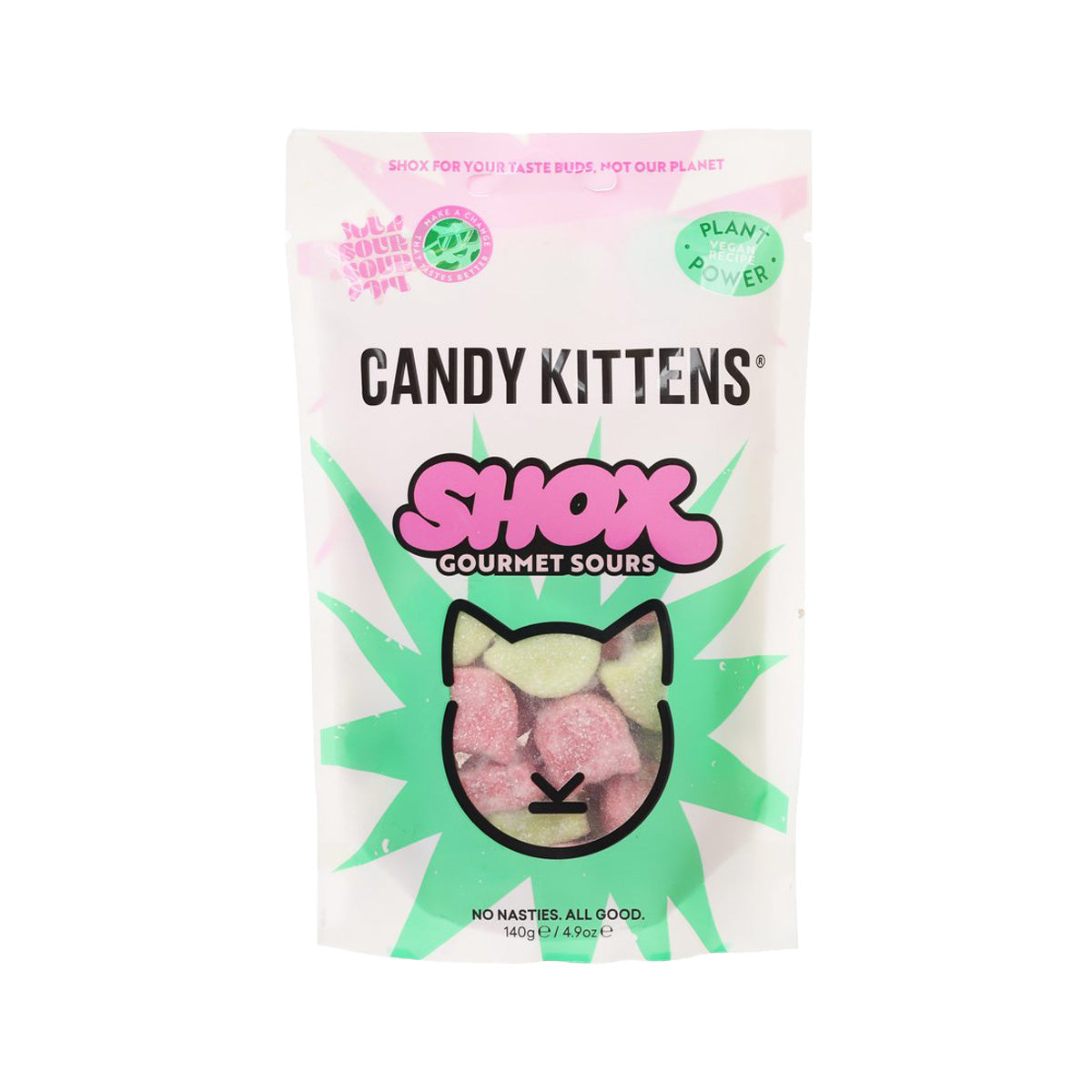 CANDY KITTENS Shox Gourmet Sours Gummy -  Strawberry & Apple Flavor  (140g)