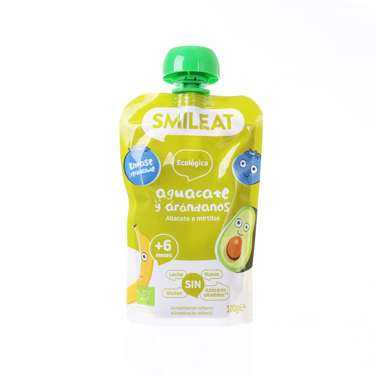 SMILEAT Organic Baby Food - Avocado & Blueberries  (100g)