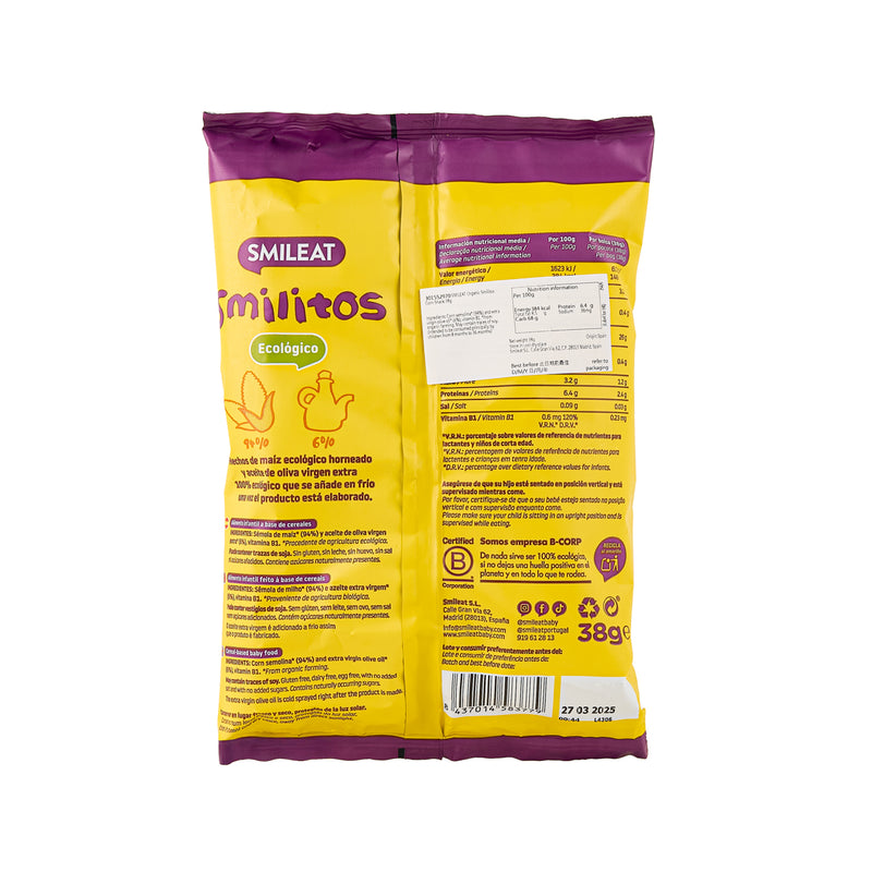 SMILEAT Organic Smilitos Corn Snack  (38g)