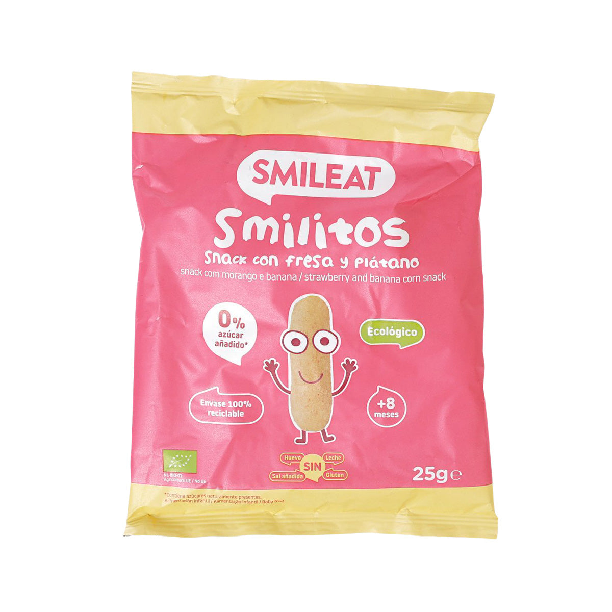 SMILEAT Organic Baby Food - Smilitos Strawberry & Banana Corn Snack  (25g)