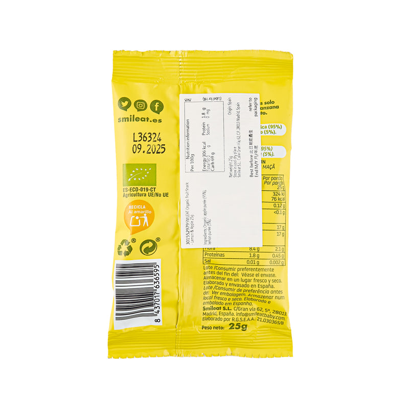 SMILEAT Organic Fruit Snack - Lemon & Apple  (25g)