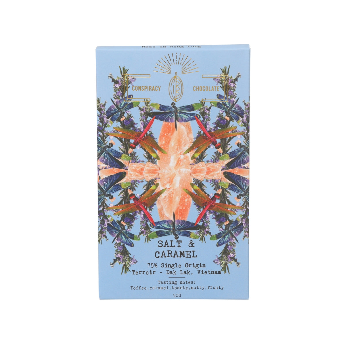 CONSPIRACY CHOCOLATE Single Origin 75% Dark Chocolate Bar - Salt & Caramel  (50g)