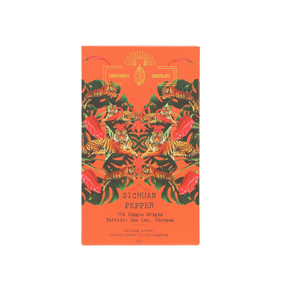 CONSPIRACY CHOCOLATE Single Origin 75% Dark Chocolate Bar - Sichuan Pepper  (50g)