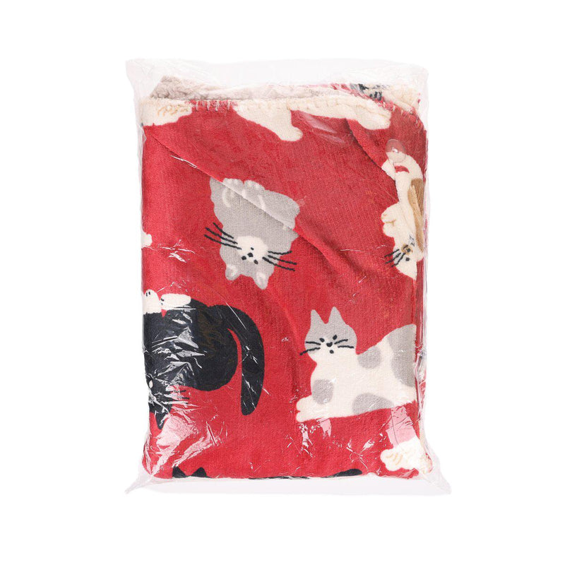 SENBADO Swannel 3Way Blanket - Cat -  Red  - L100xW70cm
