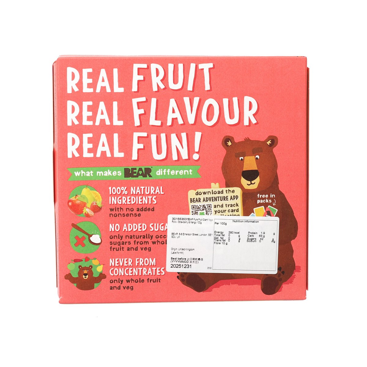 BEAR 士多啤梨及芒果味水果卷 (100g)