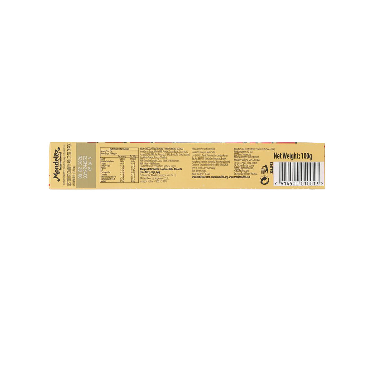 TOBLERONE Milk Chocolate Bar  (100g)