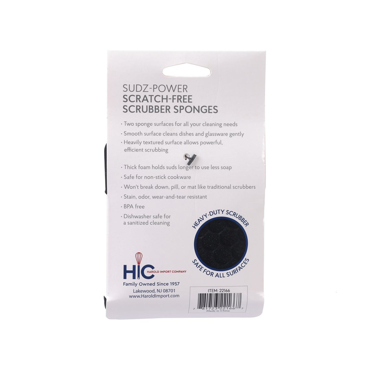 HIC Sudz Power Scrubber Sponge - Rectangular