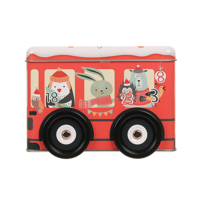 EUREKA Christmas Bus Can Calendar with Wooden Ornament & Confectionery  (60g)