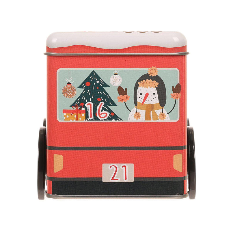 EUREKA Christmas Bus Can Calendar with Wooden Ornament & Confectionery  (60g)