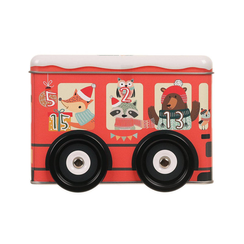 EUREKA Christmas Bus Can Calendar with Wooden Ornament & Confectionery  (60g)