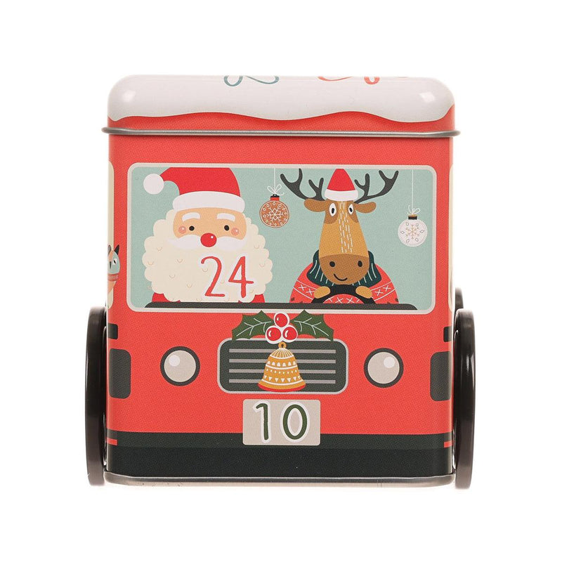 EUREKA Christmas Bus Can Calendar with Wooden Ornament & Confectionery  (60g)