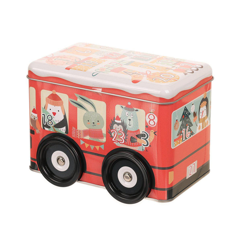 EUREKA Christmas Bus Can Calendar with Wooden Ornament & Confectionery  (60g)