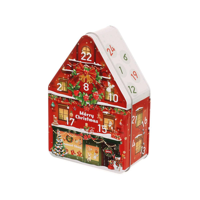 EUREKA Christmas House Can Calendar with Wooden Ornament & Confectionery  (60g)