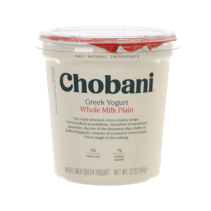 CHOBANI Greek Yogurt - Whole Milk Plain  (907g)