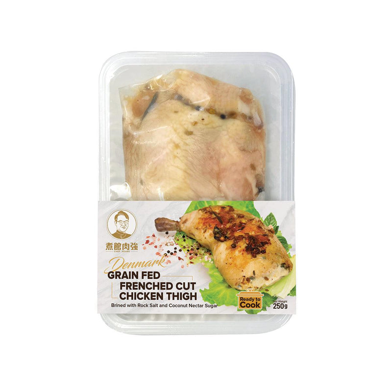 CHEF KEUNG Frozen Denmark Grain Fed Frenched Cut Chicken Thigh Brined with Rock Salt & Coconut Nectar Sugar  (250g)