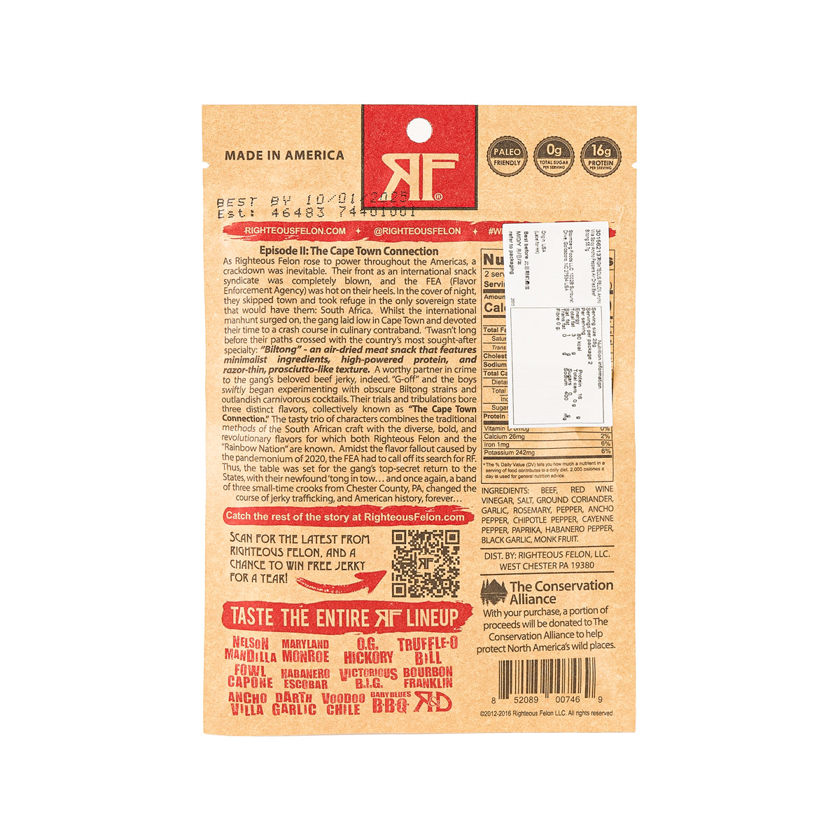 RIGHTEOUS FELON 風乾牛肉乾 - 安喬辣椒味 (56.7g)