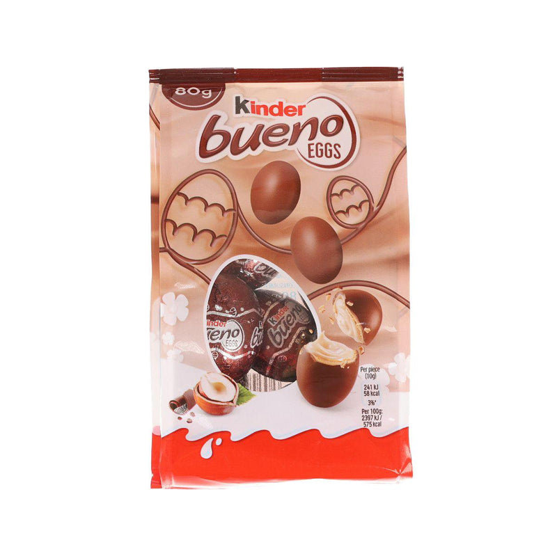 KINDER Bueno Milk Chocolate Covered Wafer Egg with Creamy Hazelnut Filling  (80g)