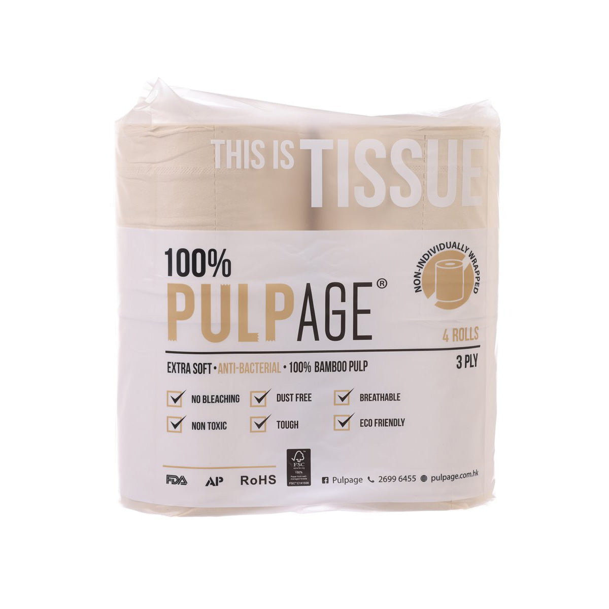 PULPAGE 100%純竹漿3層衛生紙4卷裝