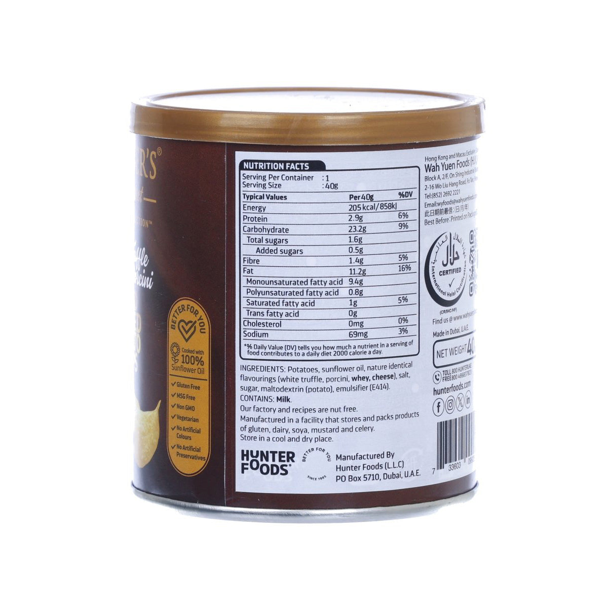 HUNTER'S GOURMET Hand Cooked Potato Chips - White Truffle & Porcini  (40g)
