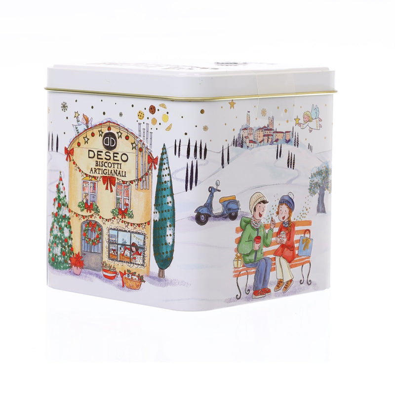 DESEO Almond Biscuits Christmas Tin - Cantuccini Toscani PGI with Almonds  (250g)