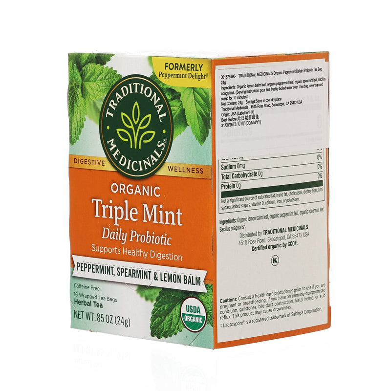TRADITIONAL MEDICINALS Organic Peppermint Delight Probiotic Tea Bag  (24g)