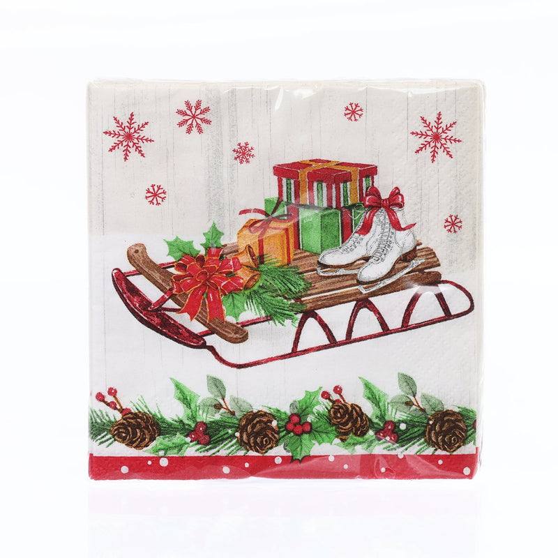 CREATIVE CONVERTING Xmas Beverage Napkin - Vintage Christmas  (16pcs)