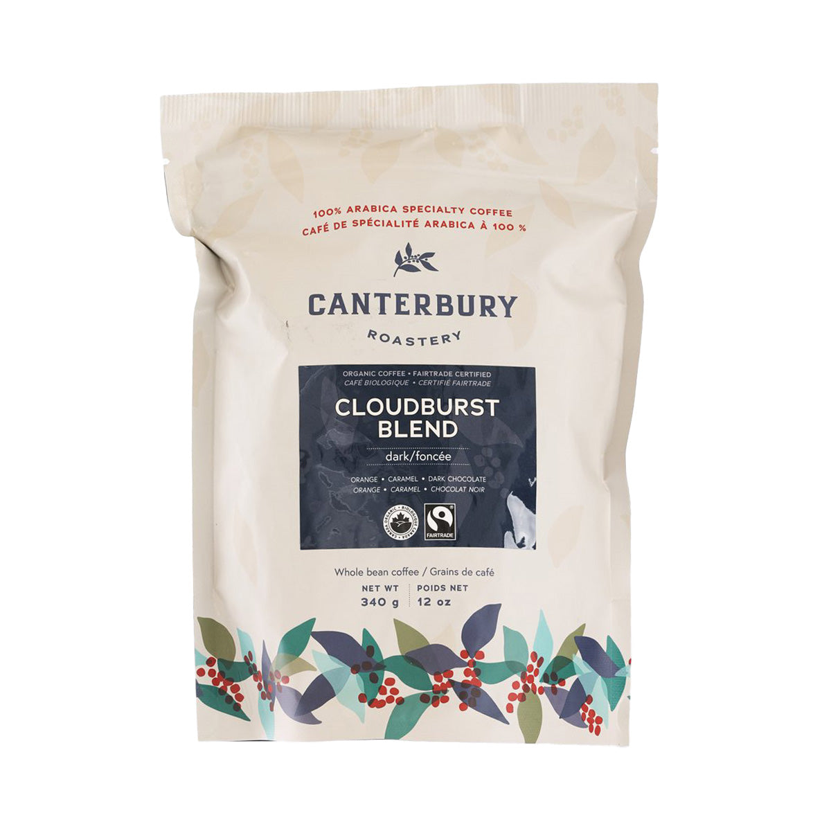 CANTERBURY Organic Cloudburst Blend Whole Coffee Bean - Dark Roast  (340g)