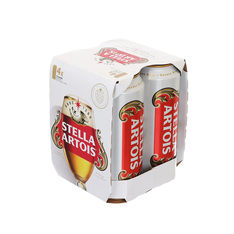 STELLA ARTOIS Premium Lager Beer (Alc 5%) [Can]  (4 x 500mL)