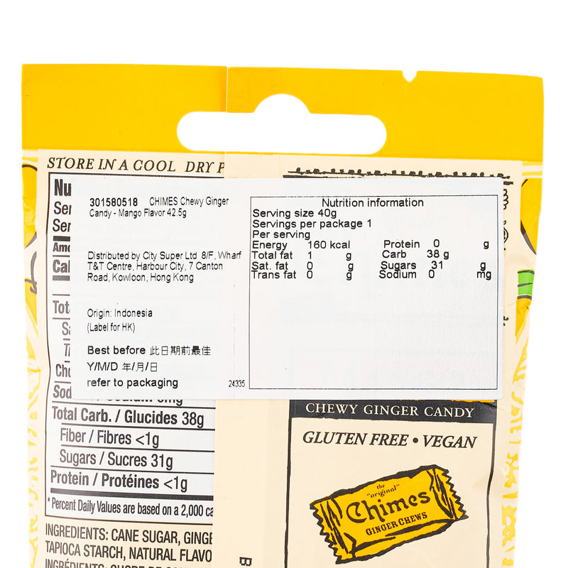 CHIMES Chewy Ginger Candy - Mango Flavor  (42.5g)