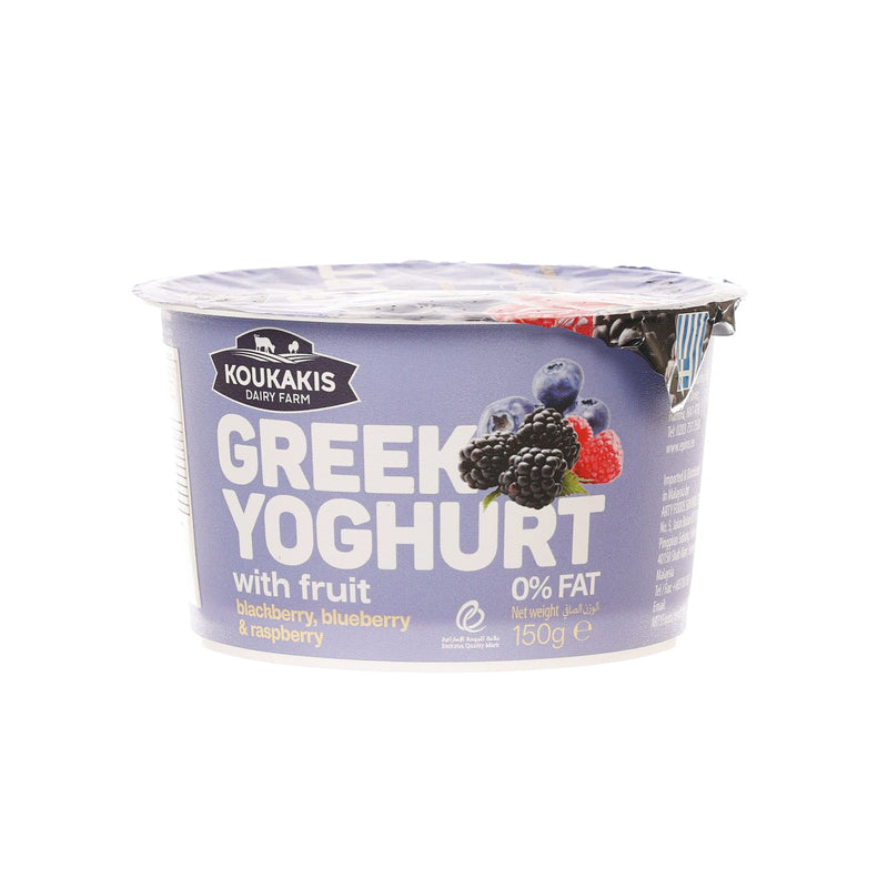 KOUKAKIS Greek Yogurt with Blackberry, Blueberry, Raspberry - 0% Fat  (150g)