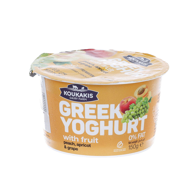 KOUKAKIS Greek Yogurt with Peach, Apricot & Grape - 0% Fat  (150g)