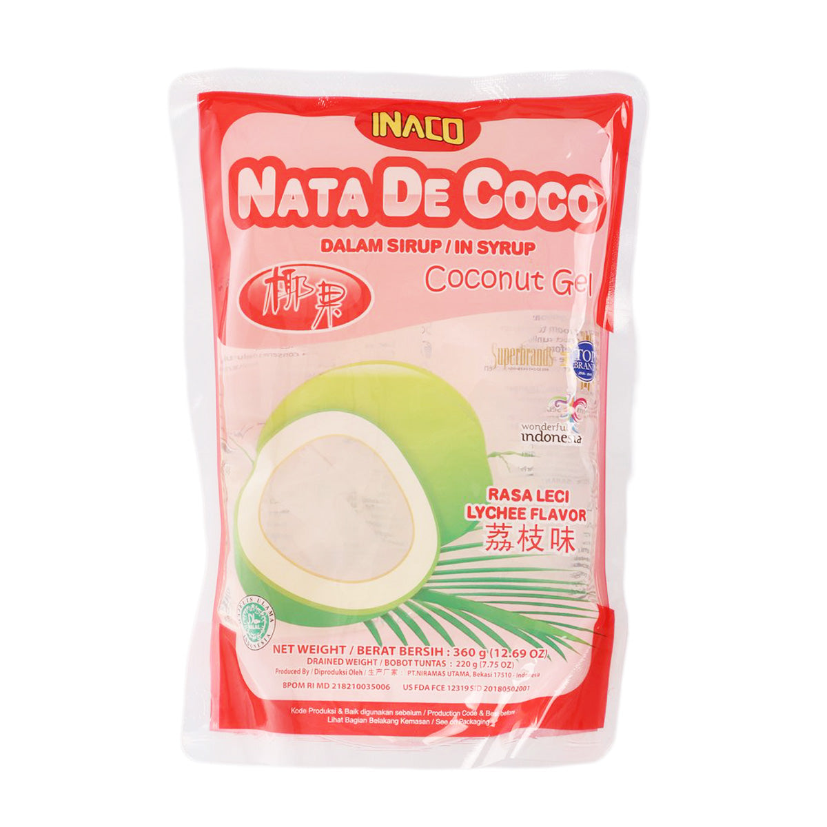INACO 椰子凝膠 - 荔枝味 (360g)