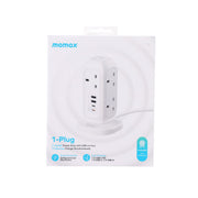 MOMAX ONEPLUG 7-Outlet Power Strip with USB - White