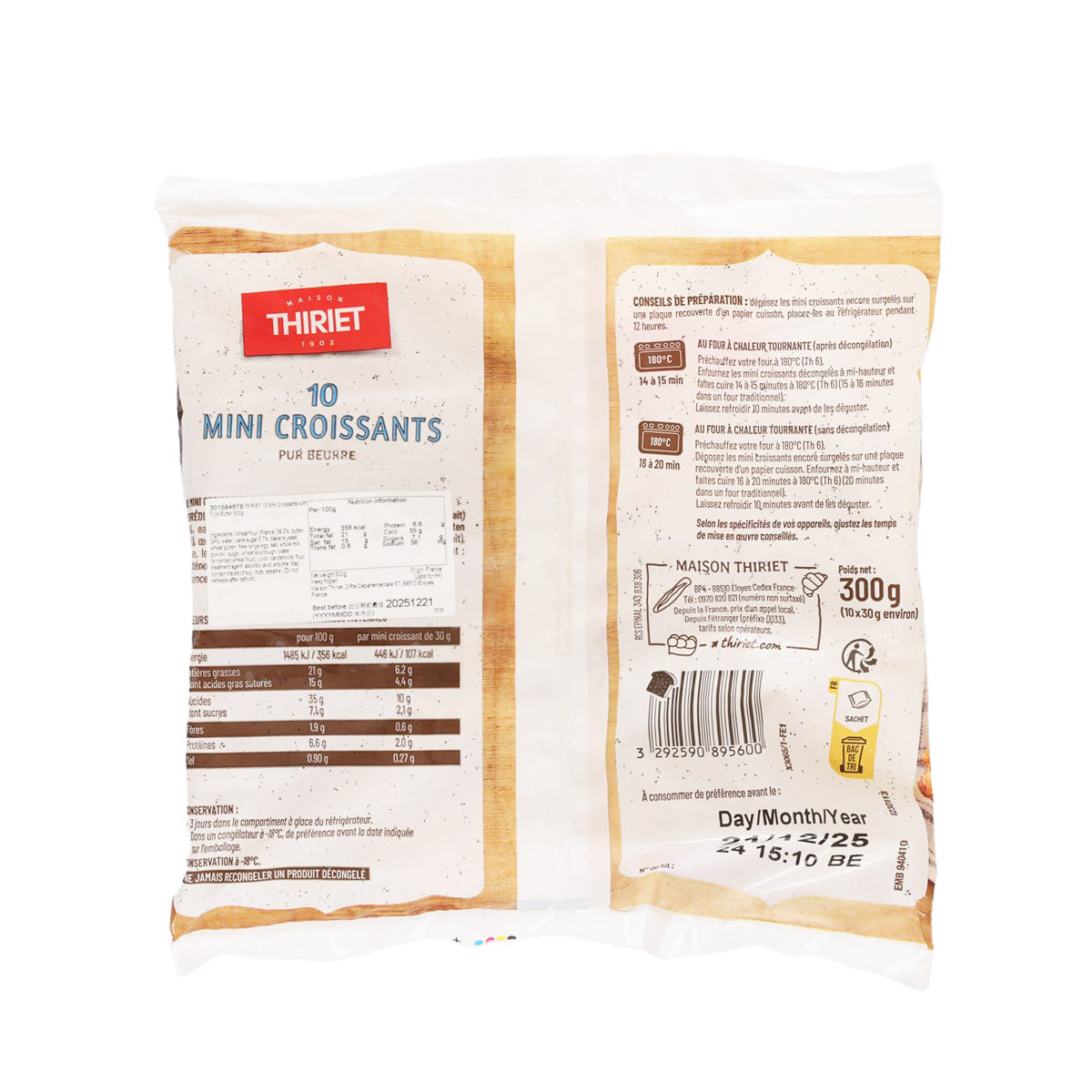THIRIET 10 Mini Croissants with Pure Butter  (300g)