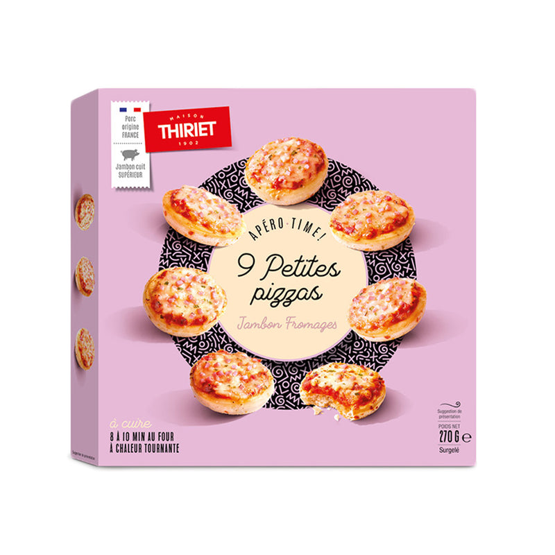 THIRIET 9 Small Ham and Cheese Pizzas  (270g)