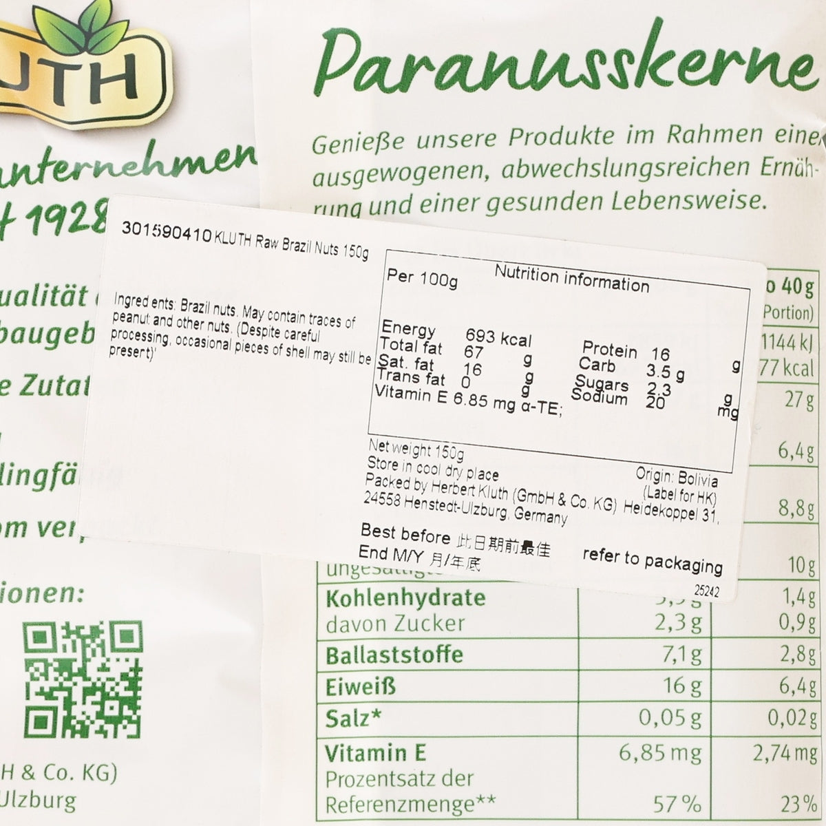 KLUTH Raw Brazil Nuts  (150g)
