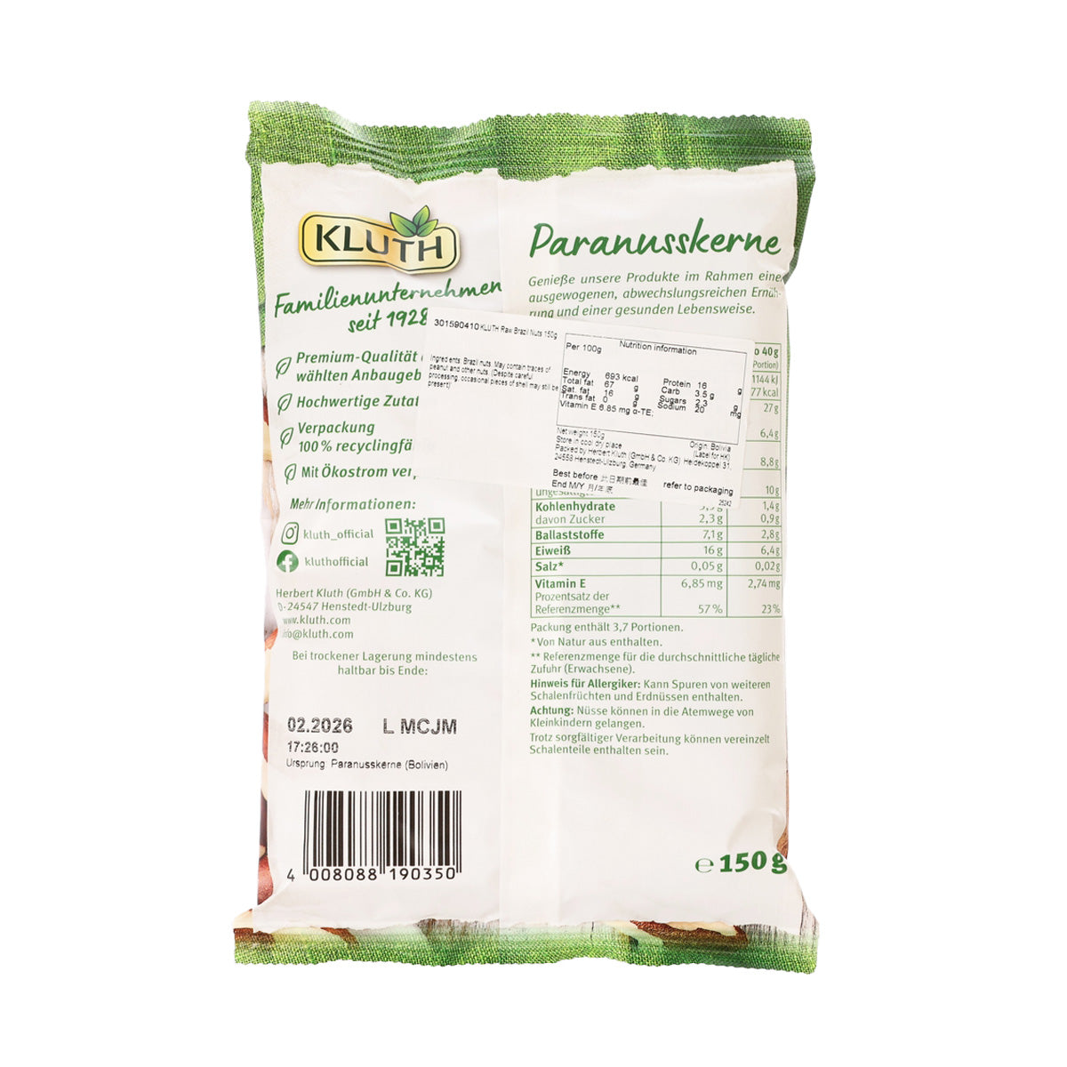 KLUTH Raw Brazil Nuts  (150g)