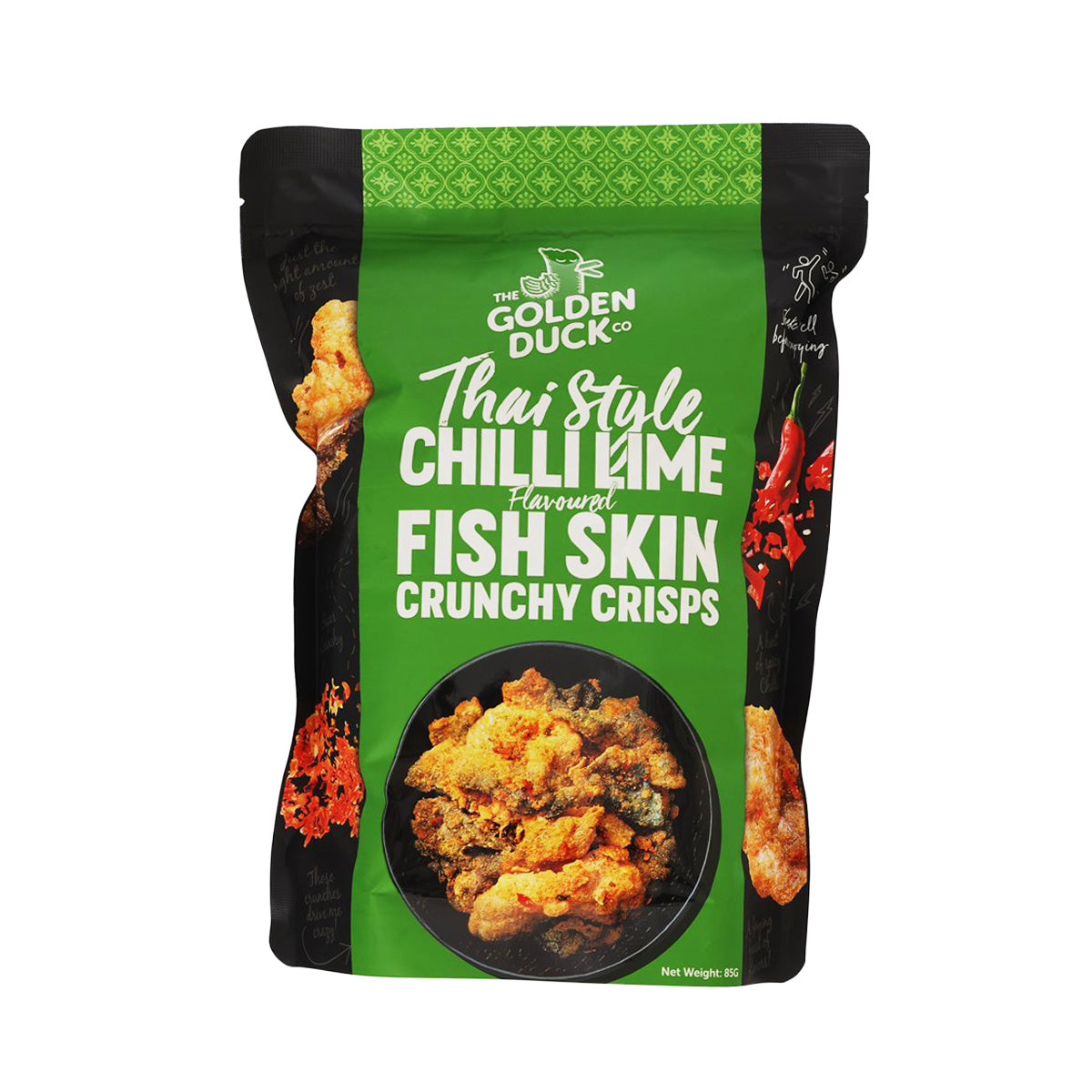 GOLDENDUCK Thai Style Chilli Lime Flavoured Fish Skin Crunchy Crisps  (95g)