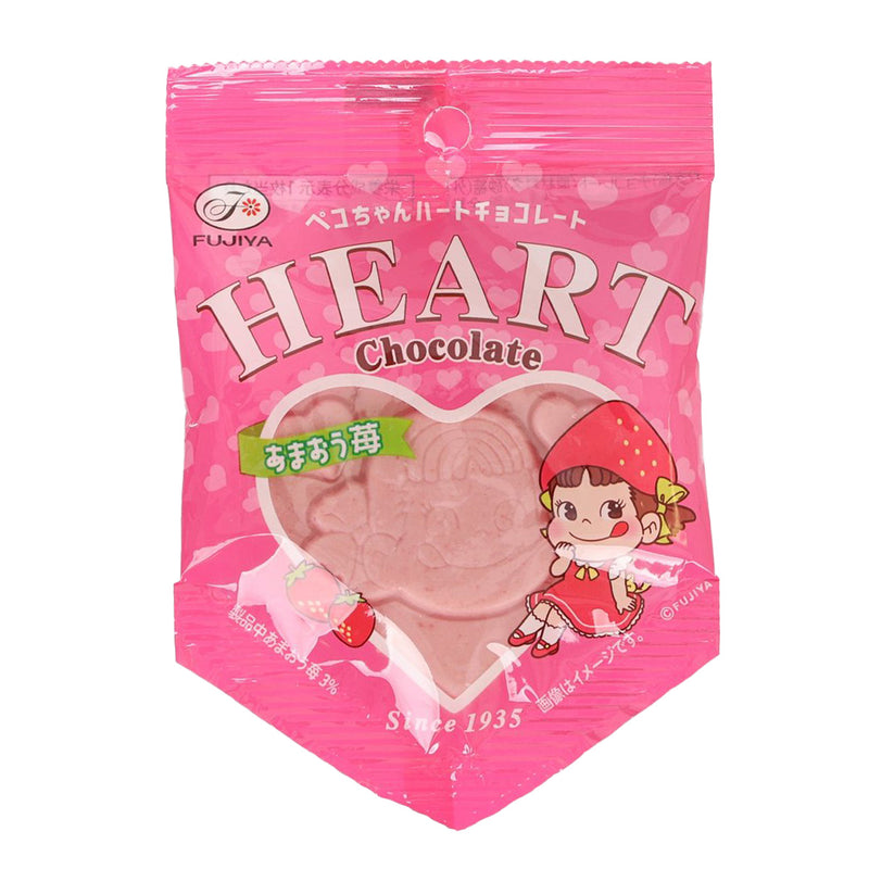 FUJIYA Milky Heart Shaped Chocolate - Amaou Strawberry  (1pc)