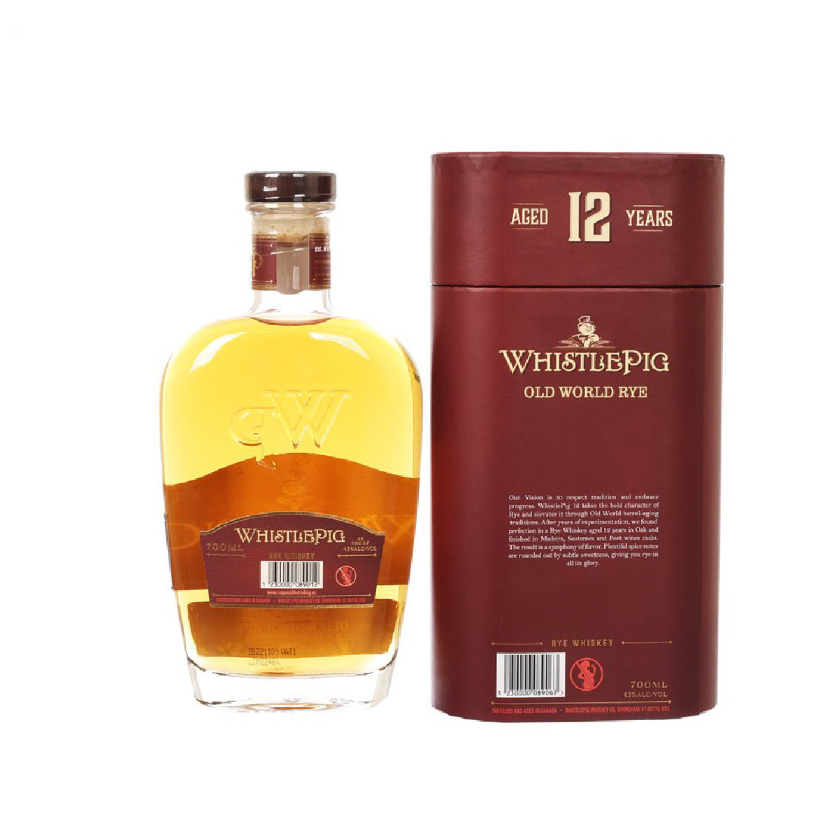 WHISTLE PIG 12 YO Small Batch Straight Rye Whiskey  (700mL)